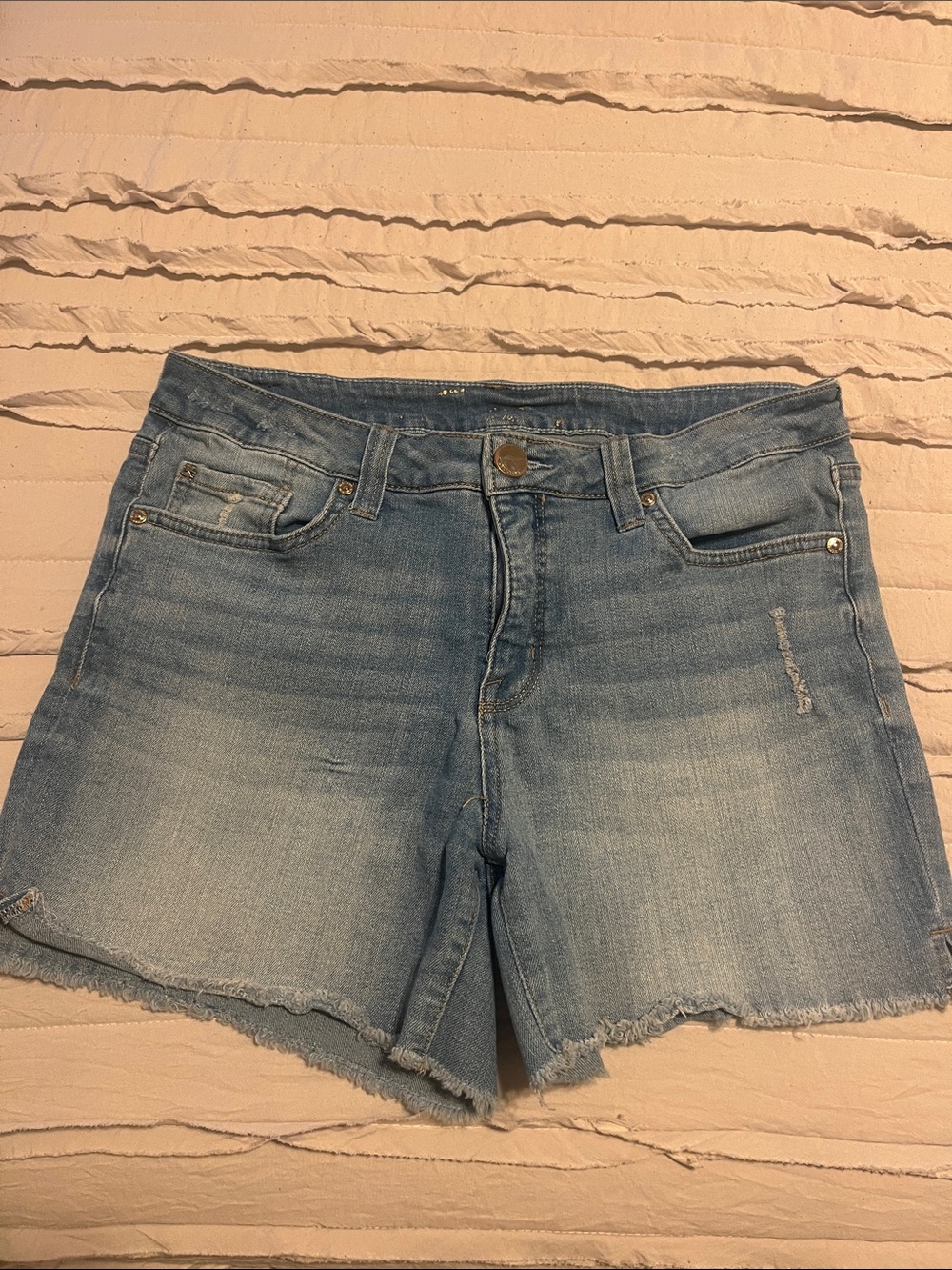 Seven7 Light Blue Denim Frayed Hem Shorts
